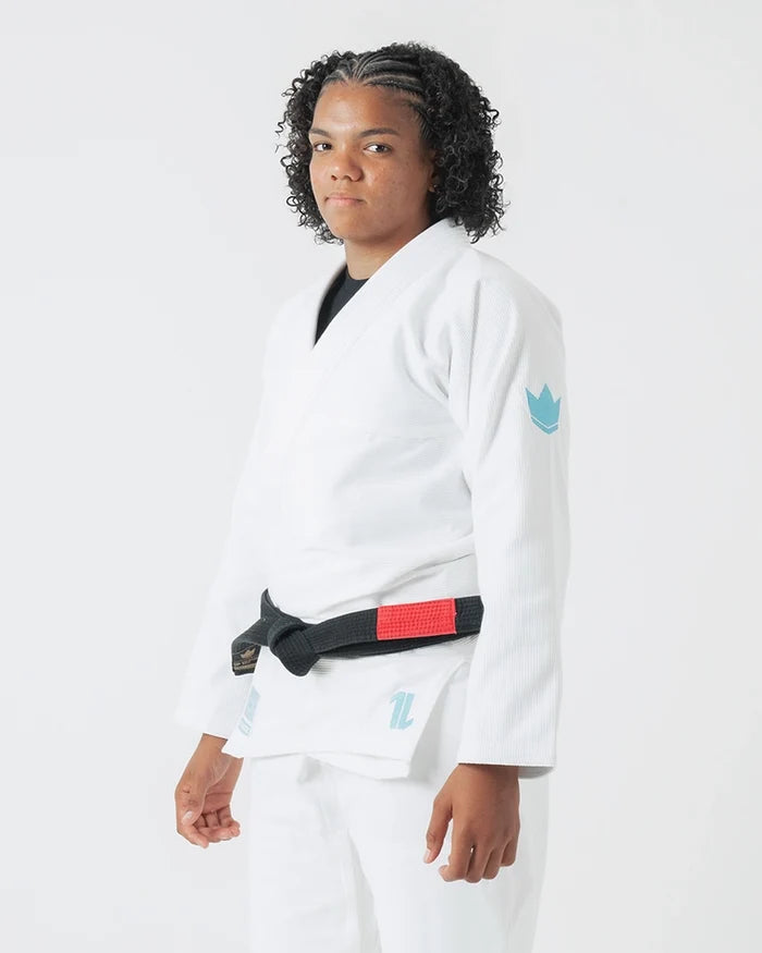 The ONE Womens Jiu Jitsu Gi - White/Sky Blue - FREE White Belt - 2023 Version from Kingz