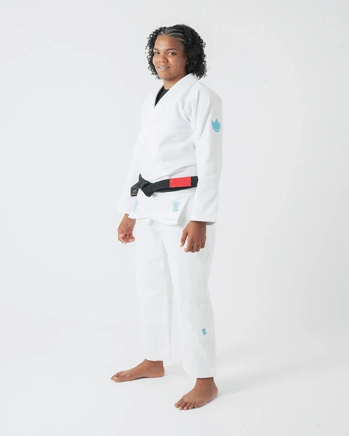 The ONE Womens Jiu Jitsu Gi - White/Sky Blue - FREE White Belt - 2023 Version from Kingz