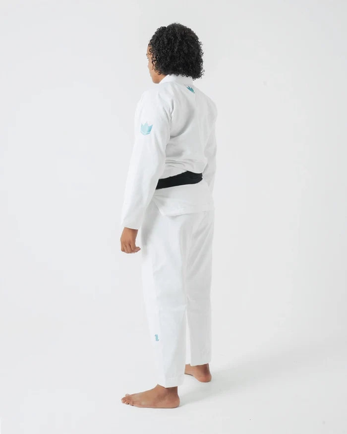 The ONE Womens Jiu Jitsu Gi - White/Sky Blue - FREE White Belt - 2023 Version from Kingz