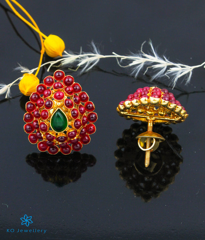 The Rudhira Silver Earstuds (Red)