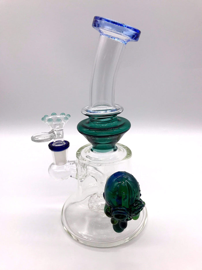 Smoke Station Water Pipe Dark-Green Thick Banger Hanger Skull Rig
