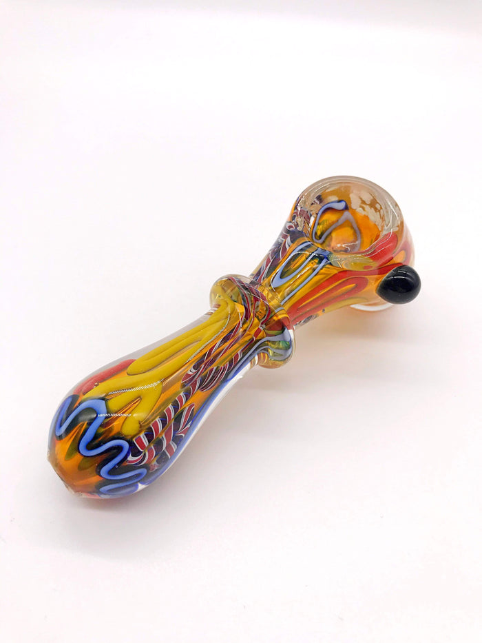 Smoke Station Hand Pipe Colorful Thick Colorful Spoon with Linework Hand Pipe