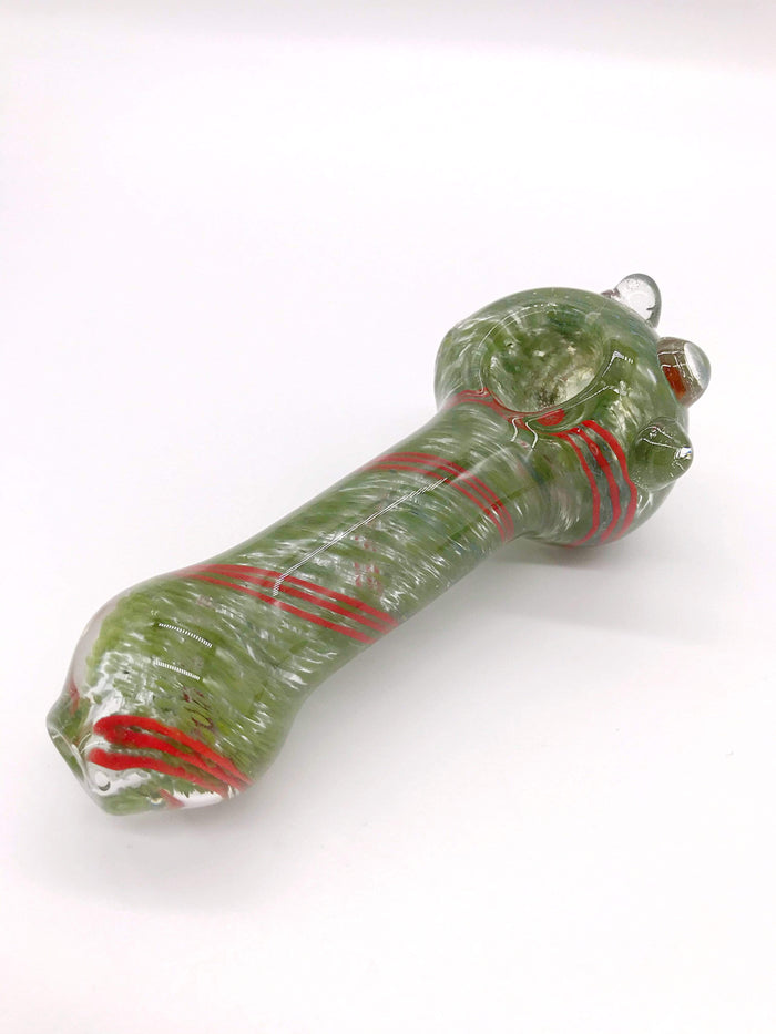 Smoke Station Hand Pipe Thick Green Spoon with Lines Hand Pipe