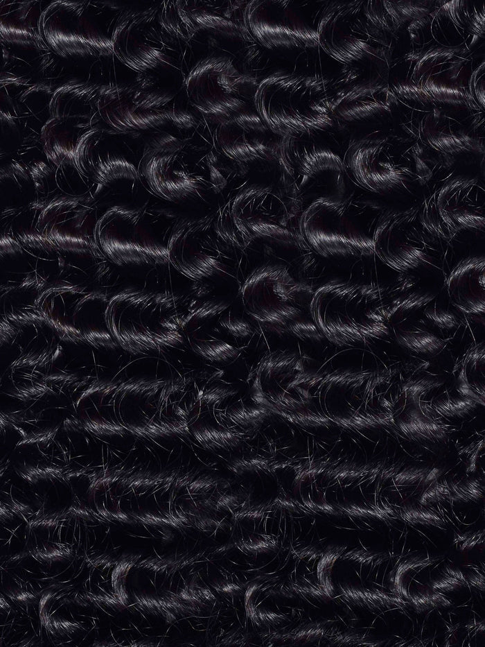 Tightly coiled, shiny black curls arranged densely and uniformly highlight the texture and definition of natural curly hair.