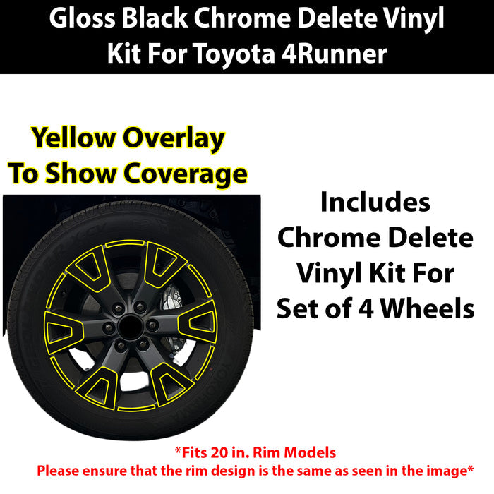 Toyota 4Runner 2025-2026 Blackout Chrome Delete Kit – Precut Gloss Black Vinyl Overlays