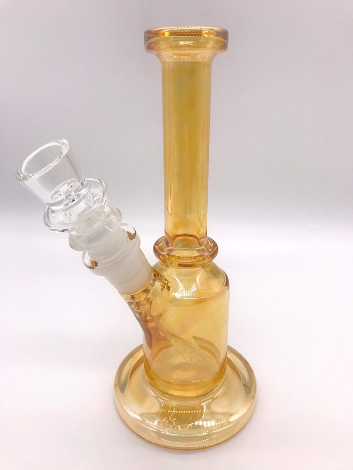 Smoke Station Water Pipe Yellow Translucent Metallic Flared Base Mini Water Pipe