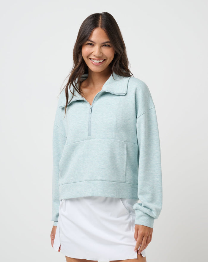 TravisMathew Women's Skyloft Half Zip Apparel TravisMathew Heather Ether XSmall