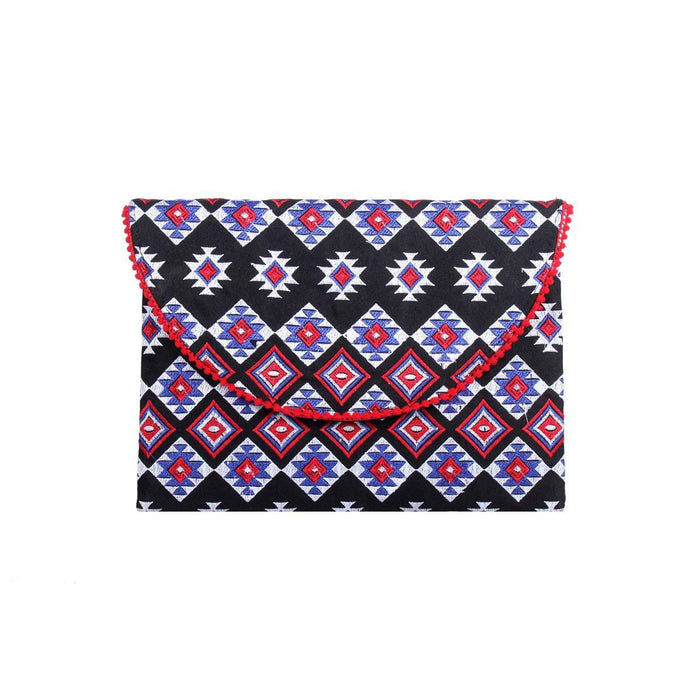 Tribal Embroidered Clutch Pompom Bag- Thailand