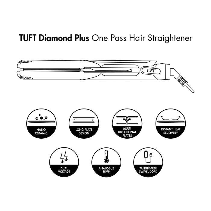 TUFT Diamond Plus 2inch Hair Straightener 200W 6609 Black