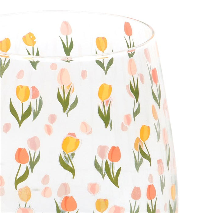 Tulip Print Stemless Glass 🇬🇧