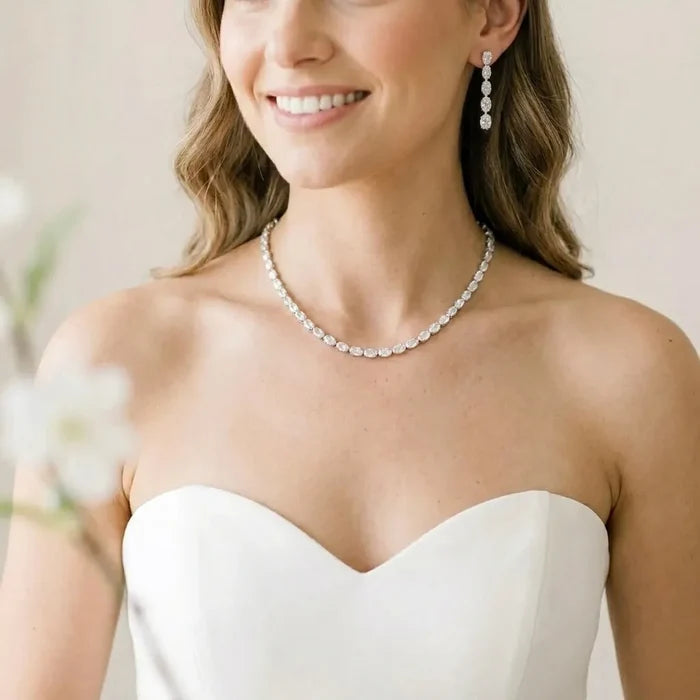 Wedding Jewelry - Cubic Zirconia Bridal Jewelry Set - Available Silver and Gold