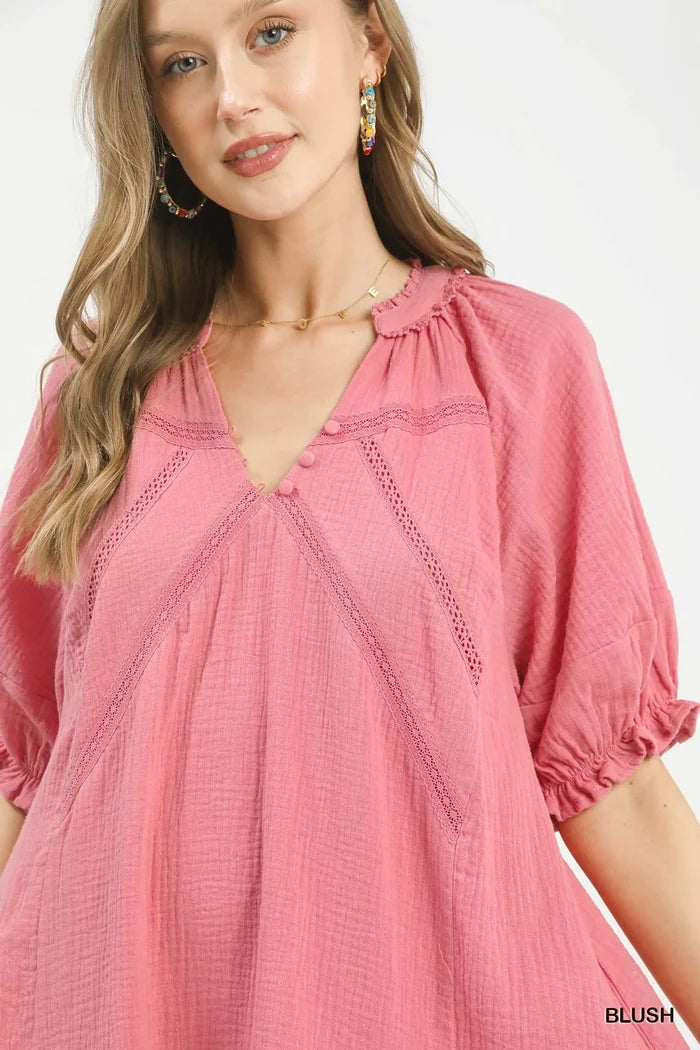 Umgee Cotton Gauze Mini Dress