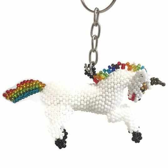Unicorn Seed Bead Keychain - Guatemala