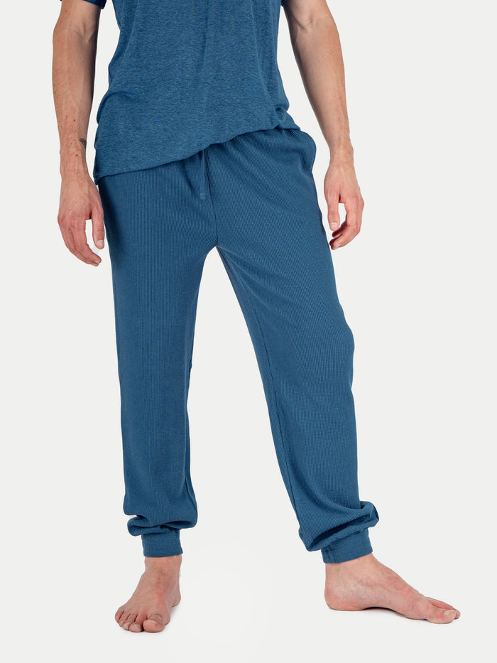 Unisex Organic Hemp Waffle Jogger | Ink Blue-Image 1