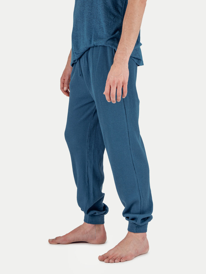 Unisex Organic Hemp Waffle Jogger | Ink Blue-Image 3