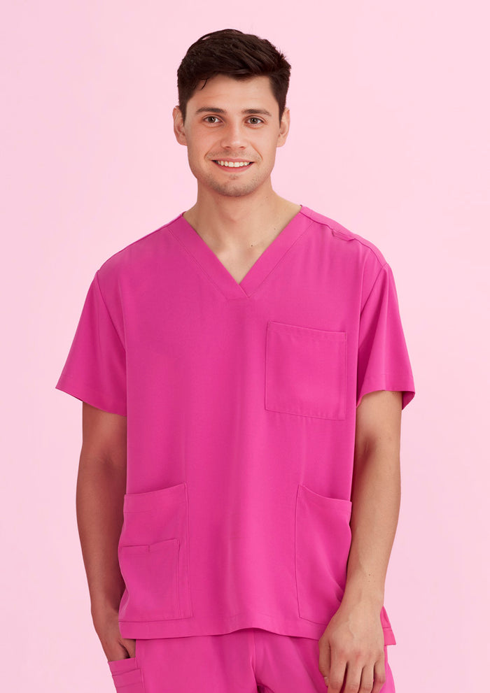 Unisex Pink V-Neck Scrub Top | CST250US