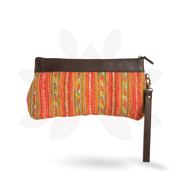 Upcycled Hmong Leather Cuff Wristlet - Thailand
