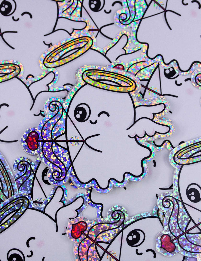 ✧ Valentine's ghost glitter sticker ✧