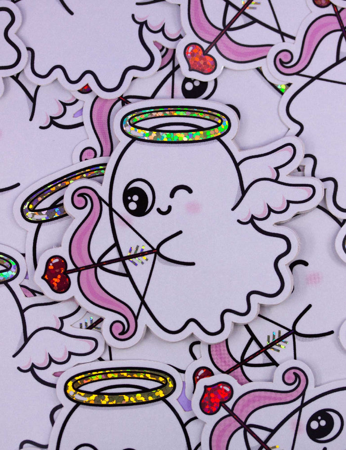 ✧ Valentine's ghost glitter sticker ✧
