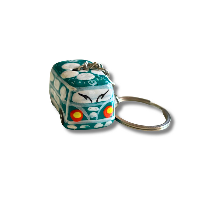 Volkswagen VW Van & Beetle Mexican Hand painted Clay Keychain - Mexico