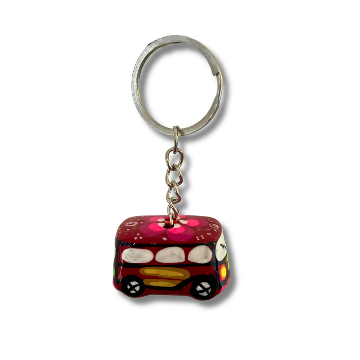 Volkswagen VW Van & Beetle Mexican Hand painted Clay Keychain - Mexico