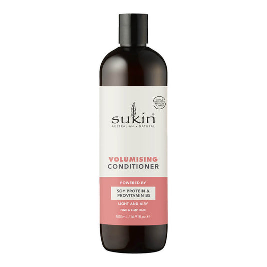 500ml bottle Sukin Volumising Conditioner for fine and limp hair.