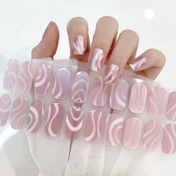 Watercolor Nail Art Wraps on Hand - UV Gel Semicured Artistic Nail Stickers