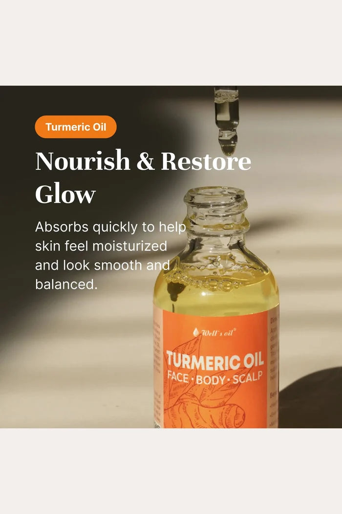 WELL'S OIL TURMERIC OIL 2oz | For Face, Body & Scalp IWELL
