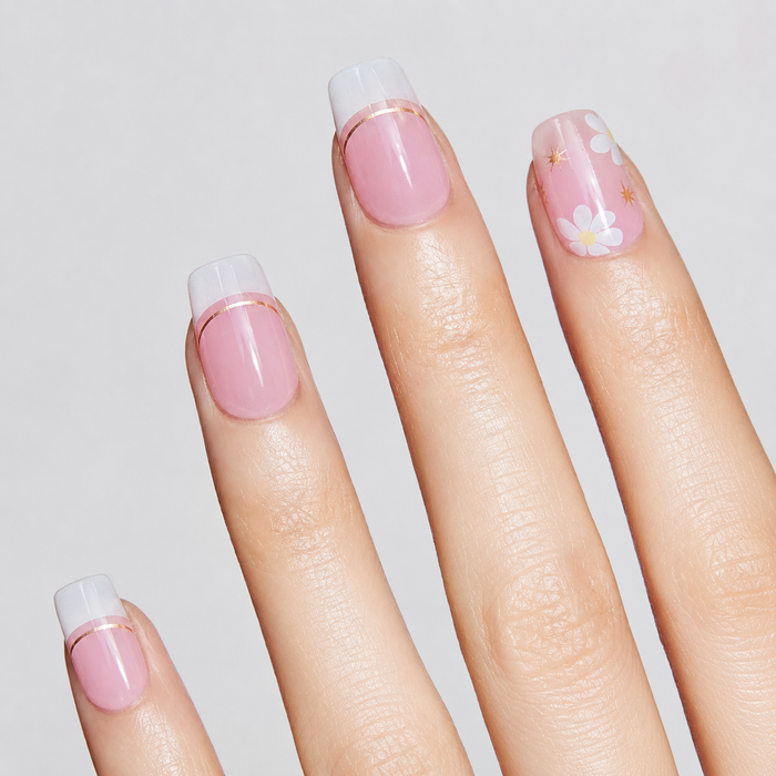 White Blossom UV Gel Nail Stickers - White Floral Flower Nail Art Wraps