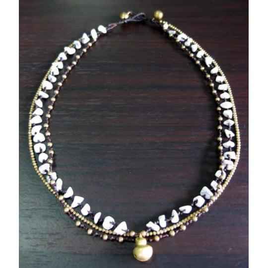 White Stone with Bell Necklace - Thailand