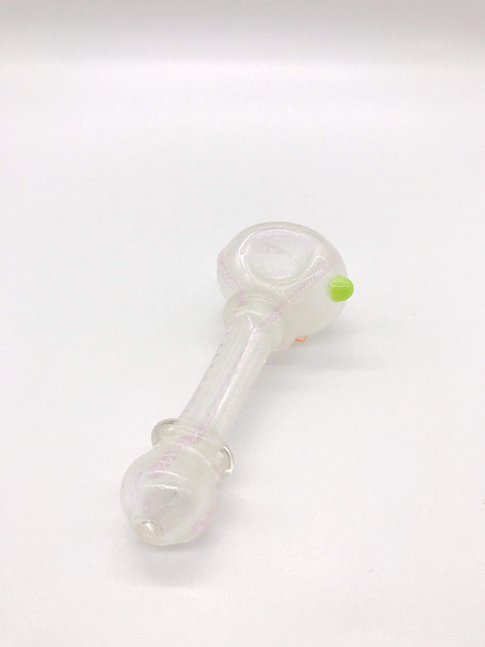 Smoke Station Hand Pipe Green White UV-Reactive Spoon Hand Pipe