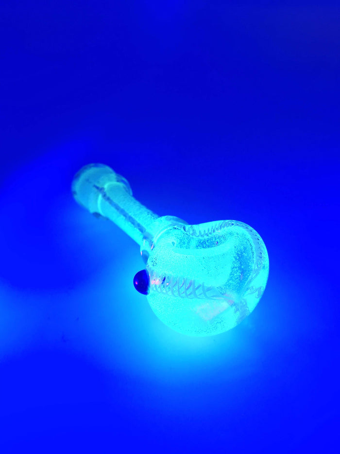 Smoke Station Hand Pipe White UV-Reactive Spoon Hand Pipe