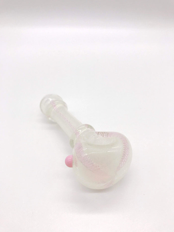 Smoke Station Hand Pipe White UV-Reactive Spoon Hand Pipe