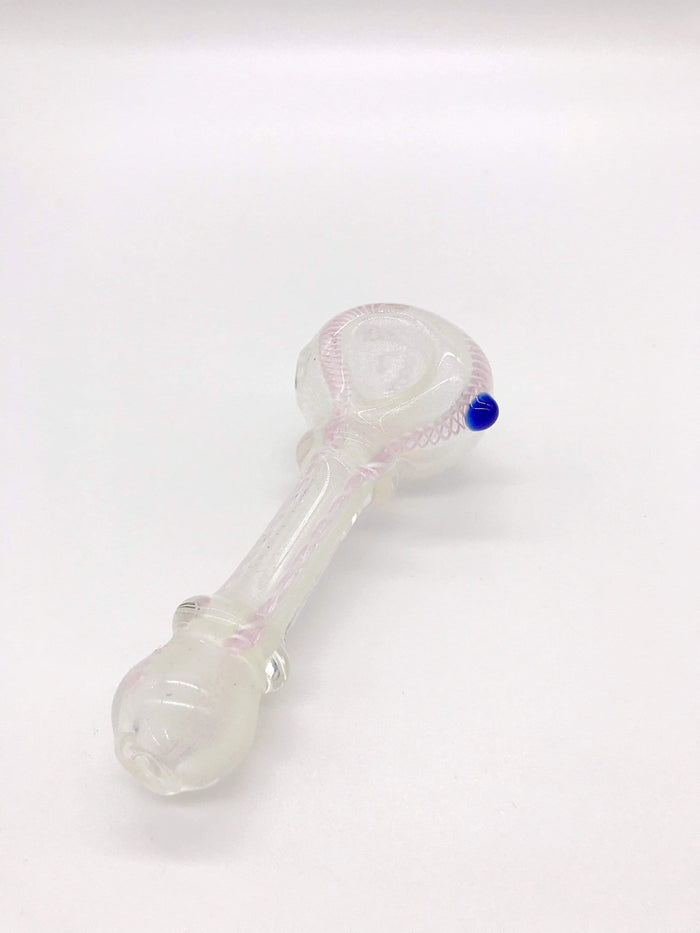 Smoke Station Hand Pipe Blue White UV-Reactive Spoon Hand Pipe