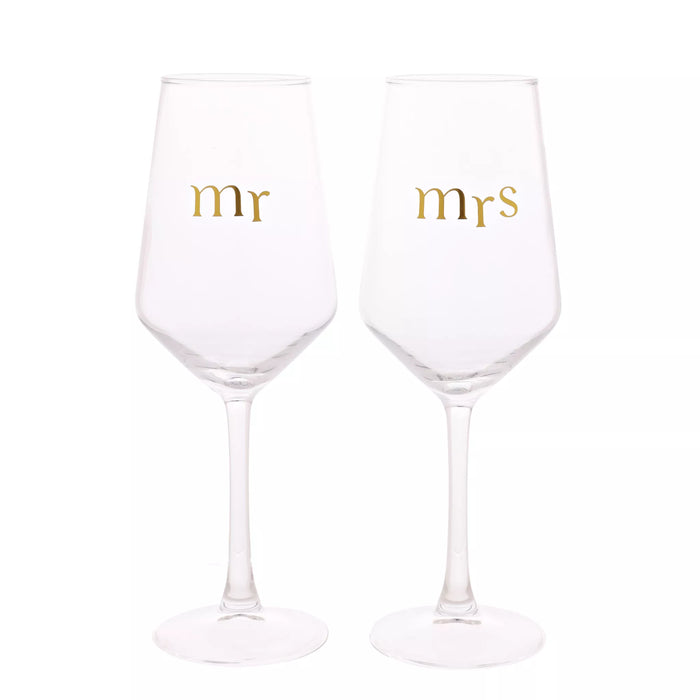 Widdop Set of 2 Wine Glasses Confetti Mr & Mrs 🇬🇧