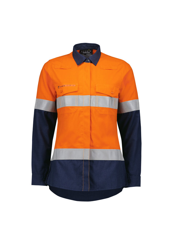 Womens Orange Flame Lightweight Ripstop Taped Shirt | ZW170