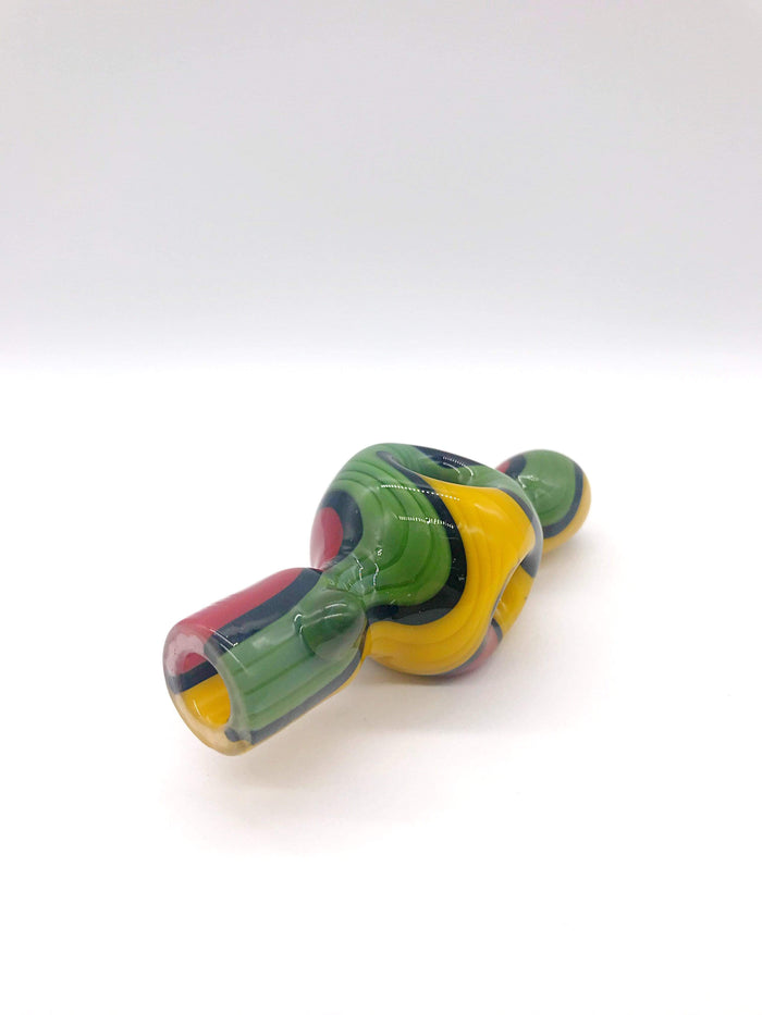 Smoke Station Hand Pipe Red-Green-Yellow Zenesis Glass American UV Diffused Mini-Chillum Hand PIpe