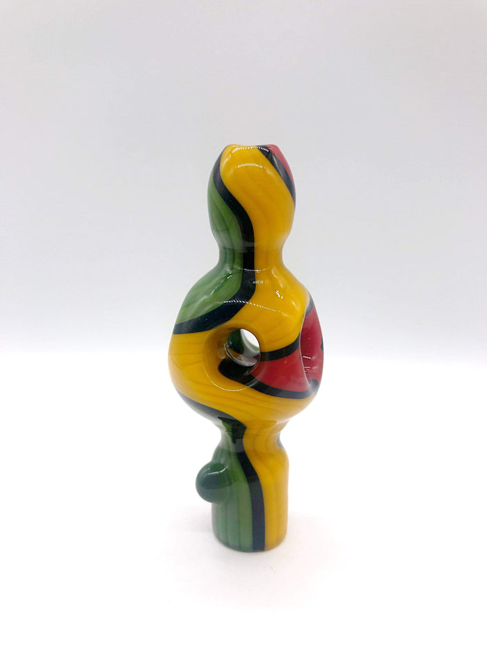 Smoke Station Hand Pipe Red-Green-Yellow Zenesis Glass American UV Diffused Mini-Chillum Hand PIpe