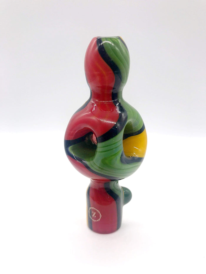 Smoke Station Hand Pipe Red-Green-Yellow Zenesis Glass American UV Diffused Mini-Chillum Hand PIpe