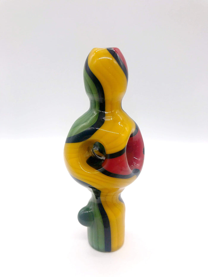 Smoke Station Hand Pipe Red-Green-Yellow Zenesis Glass American UV Diffused Mini-Chillum Hand PIpe