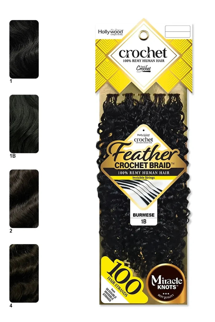 ZURY FEATHER CROCHET BRAID 100% HUMAN HAIR HOLLYWOOD  BURMESE 18 ZURY